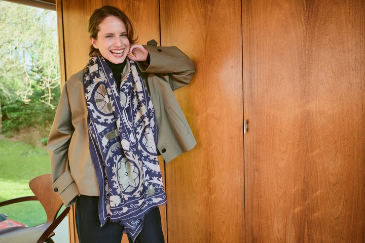 Susani Charcoal Wool Scarf - One Hundred Stars