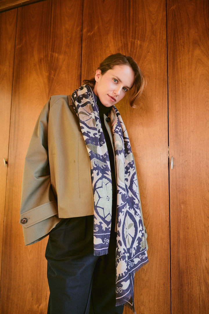 Susani Charcoal Wool Scarf - One Hundred Stars