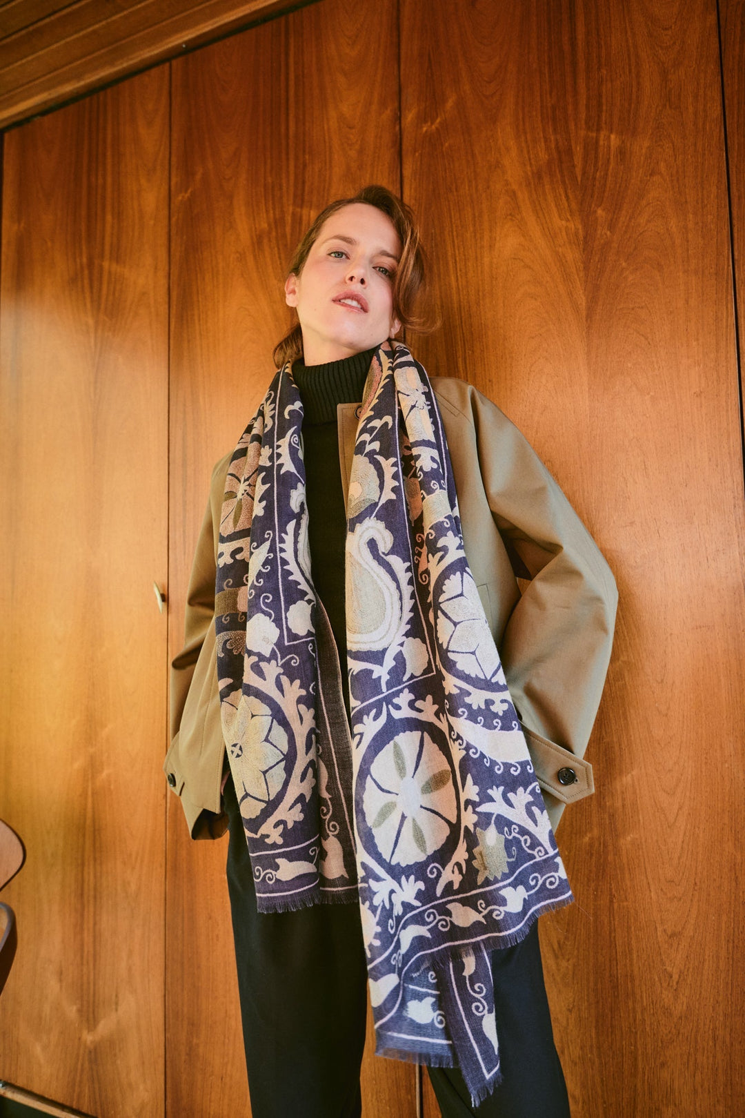 Susani Charcoal Wool Scarf - One Hundred Stars