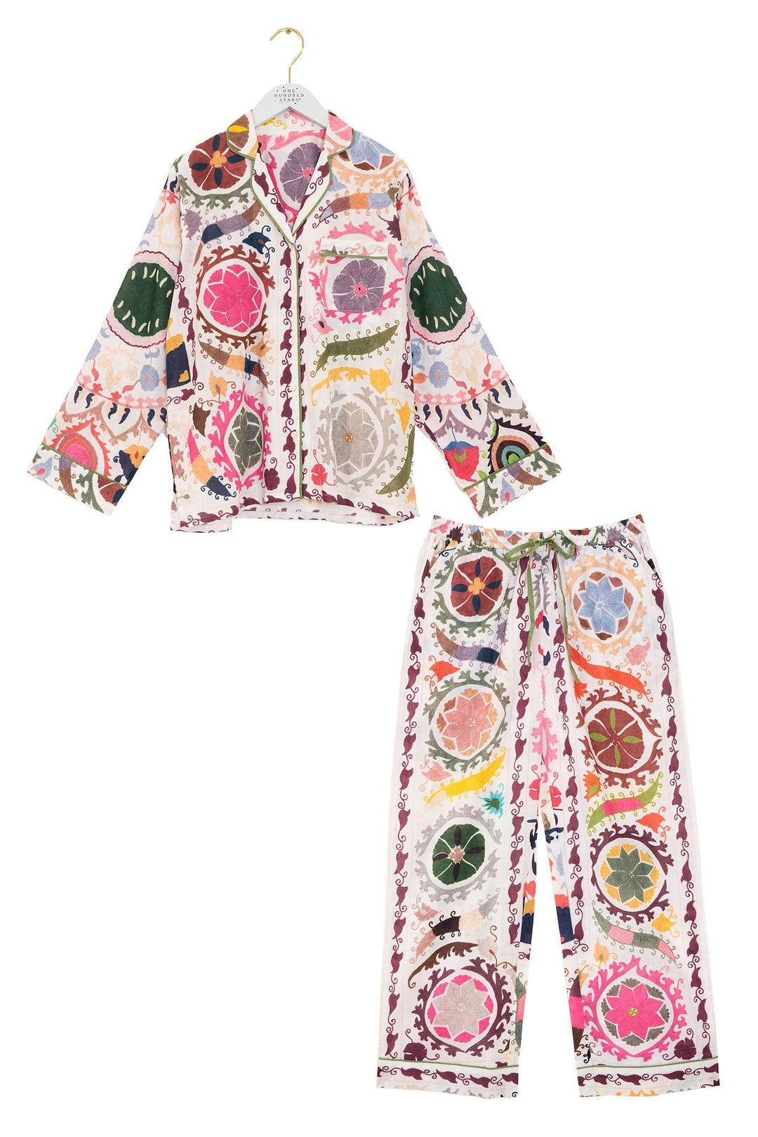 Susani Pink Cambric Pyjama Set - One Hundred Stars