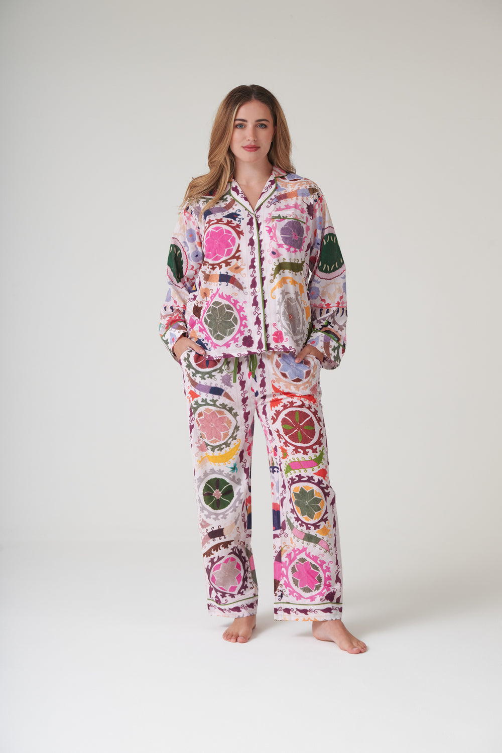 Susani Pink Cambric Pyjama Set - One Hundred Stars