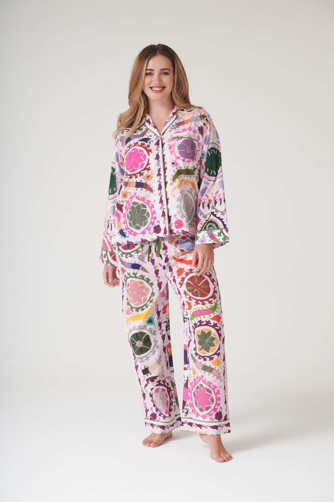Susani Pink Cambric Pyjama Set - One Hundred Stars
