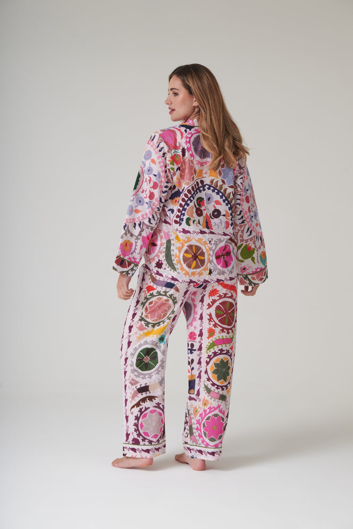 Susani Pink Cambric Pyjama Set - One Hundred Stars