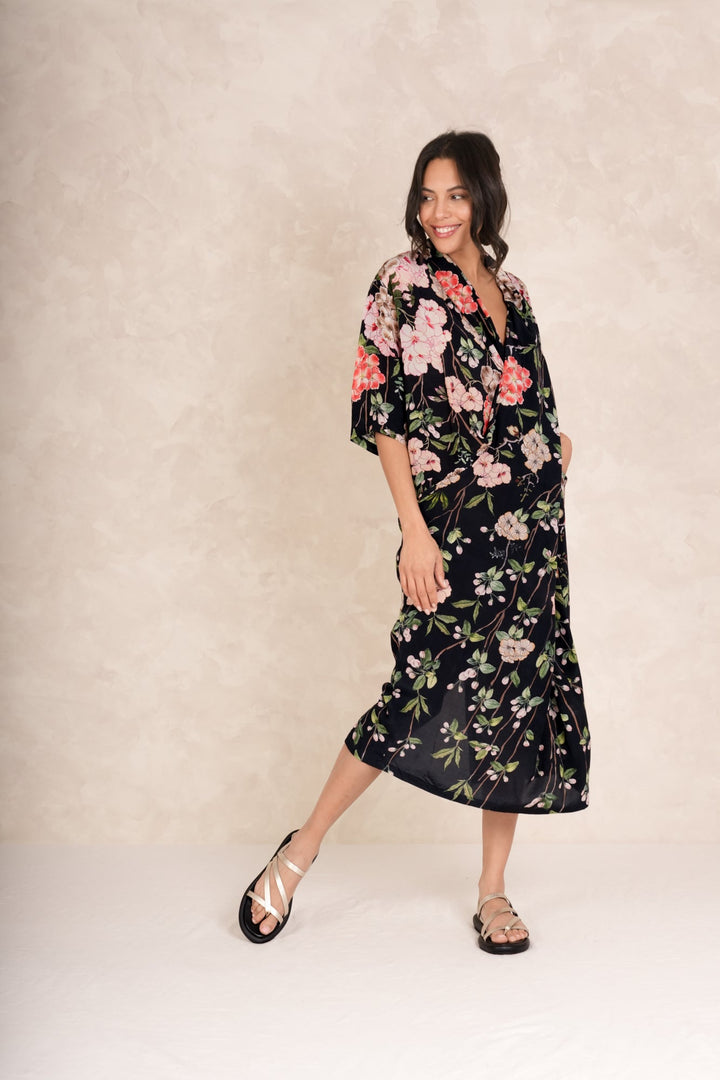 Trailing Blossom Black Rachel Dress - One Hundred Stars