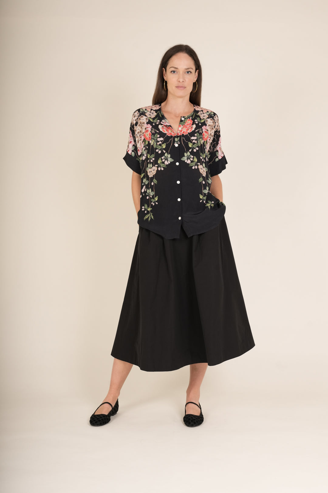 Trailing Blossom Black Tea Blouse