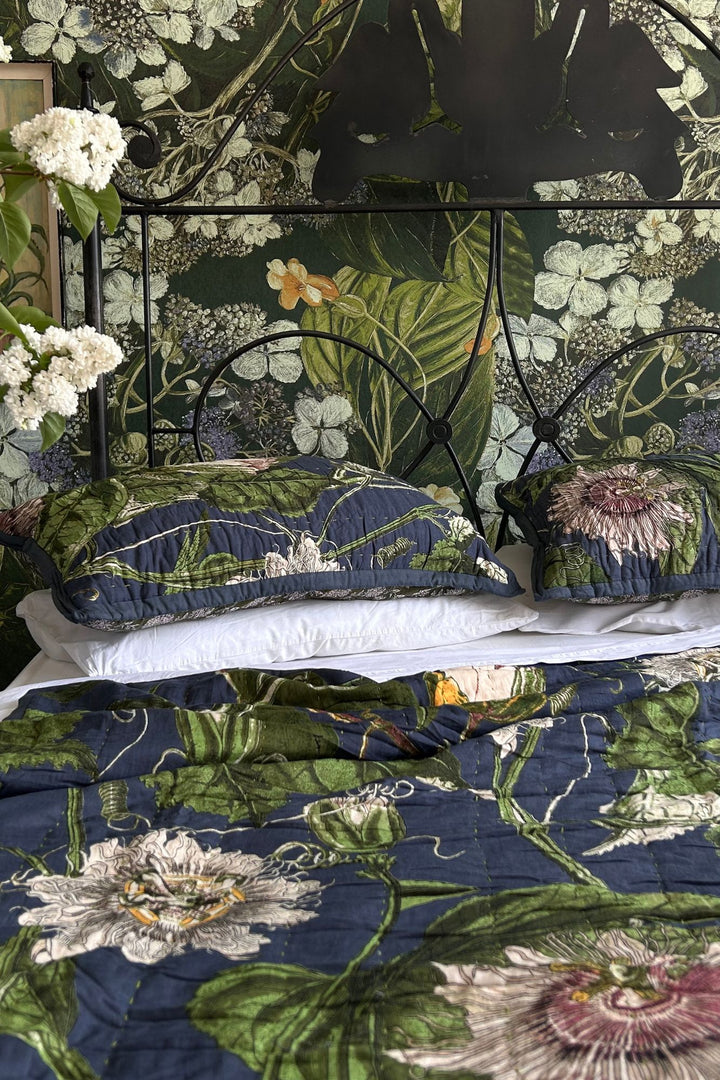 KEW Passion Flower Grey Bedspread