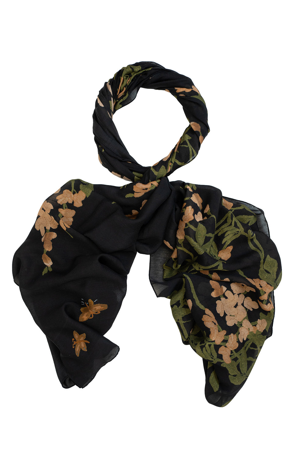 Wisteria Black Scarf - One Hundred Stars
