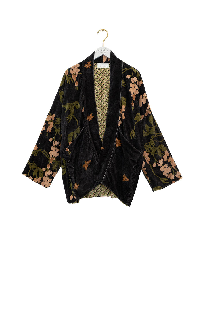 Wisteria Black Velvet Pocket Jacket - One Hundred Stars