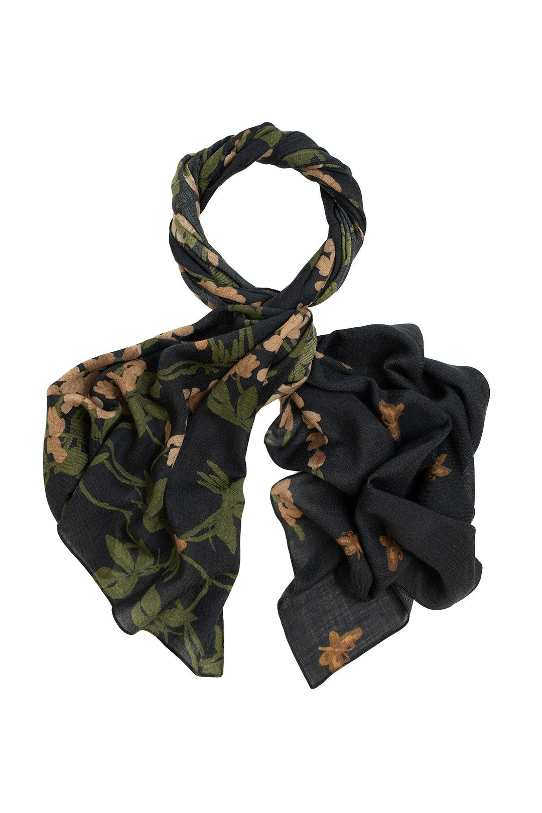 Wisteria Black Wool Scarf - One Hundred Stars