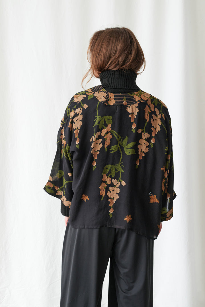 Wisteria Black Kimono