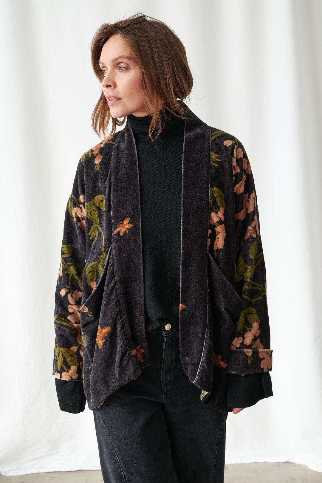 Wisteria Black Velvet Pocket Jacket - One Hundred Stars