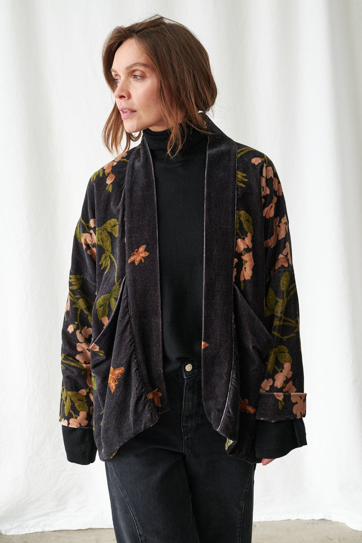 Wisteria Black Velvet Pocket Jacket - One Hundred Stars