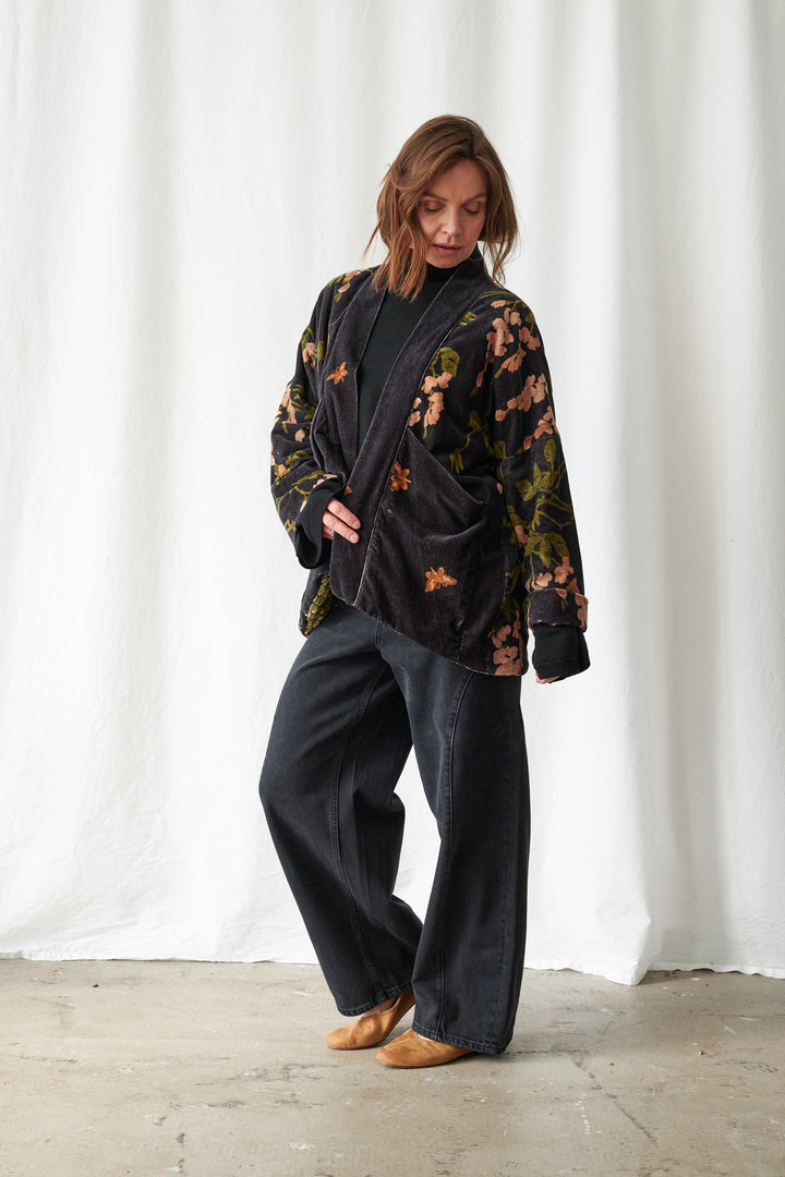 Wisteria Black Velvet Pocket Jacket - One Hundred Stars