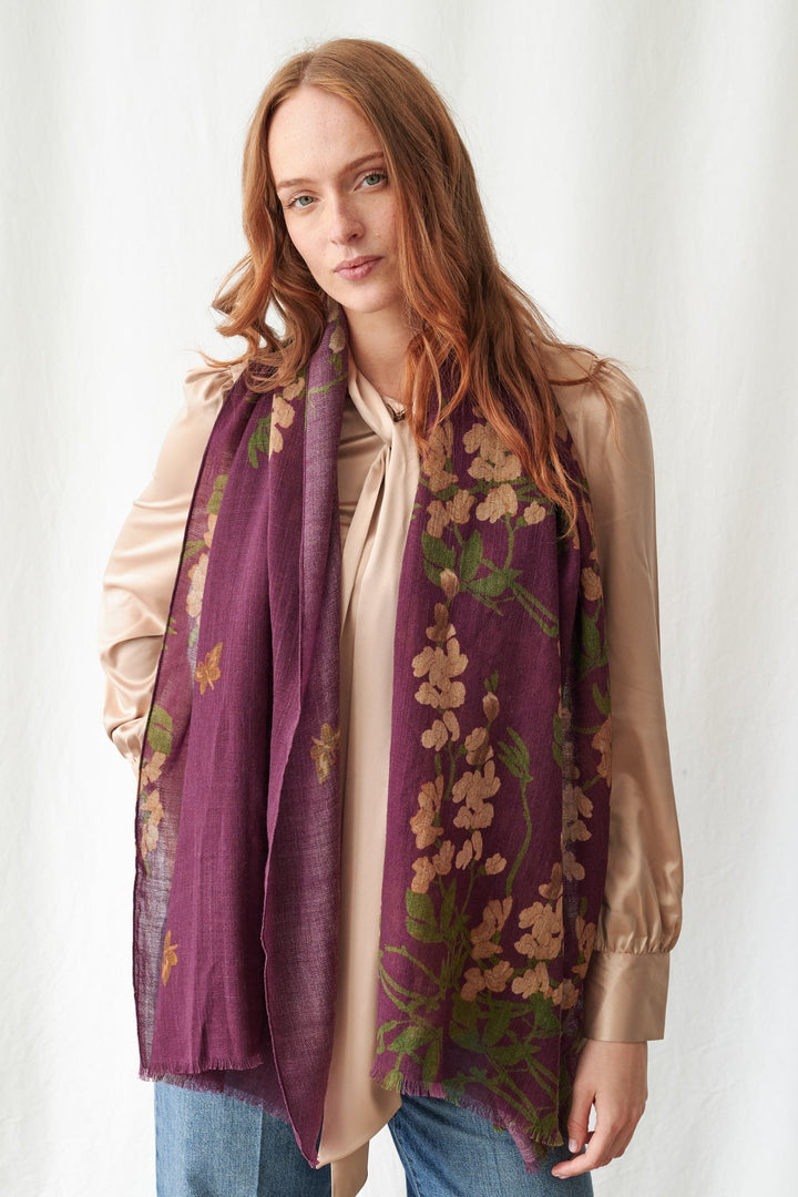 Wisteria Plum Wool Scarf - One Hundred Stars