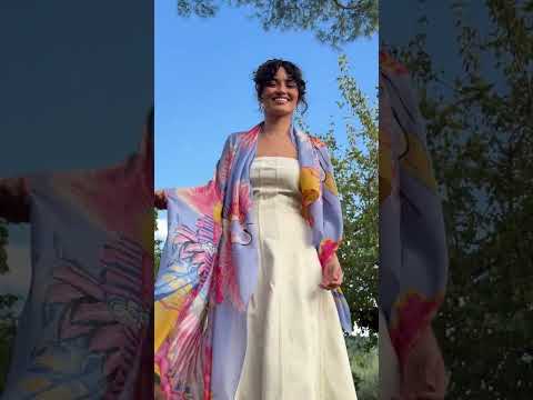 Crane Periwinkle Scarf