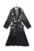 Trailing Blossom Black Crepe Gown