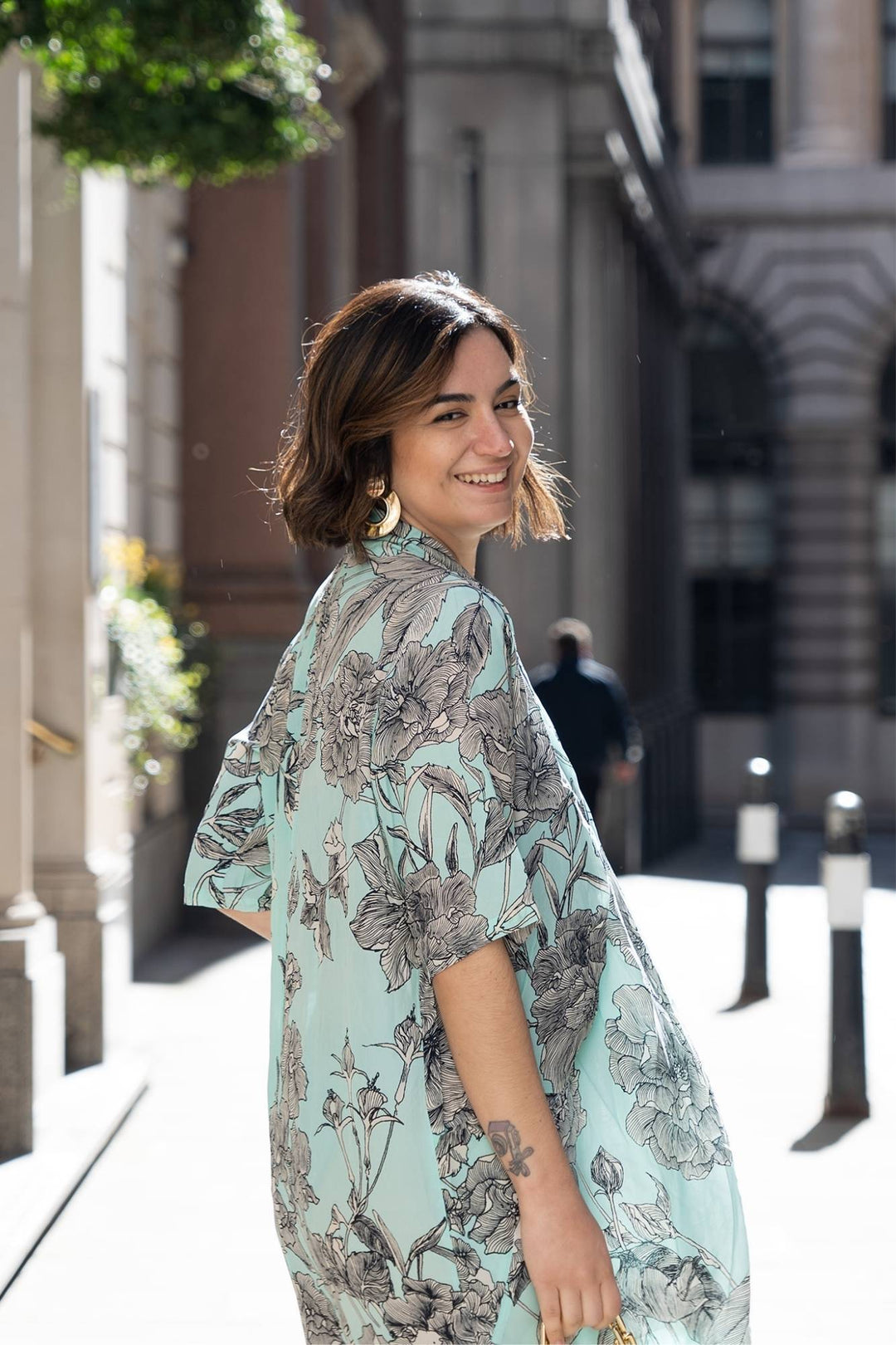 KEW Etched Floral Aqua Rachel Dress - One Hundred Stars