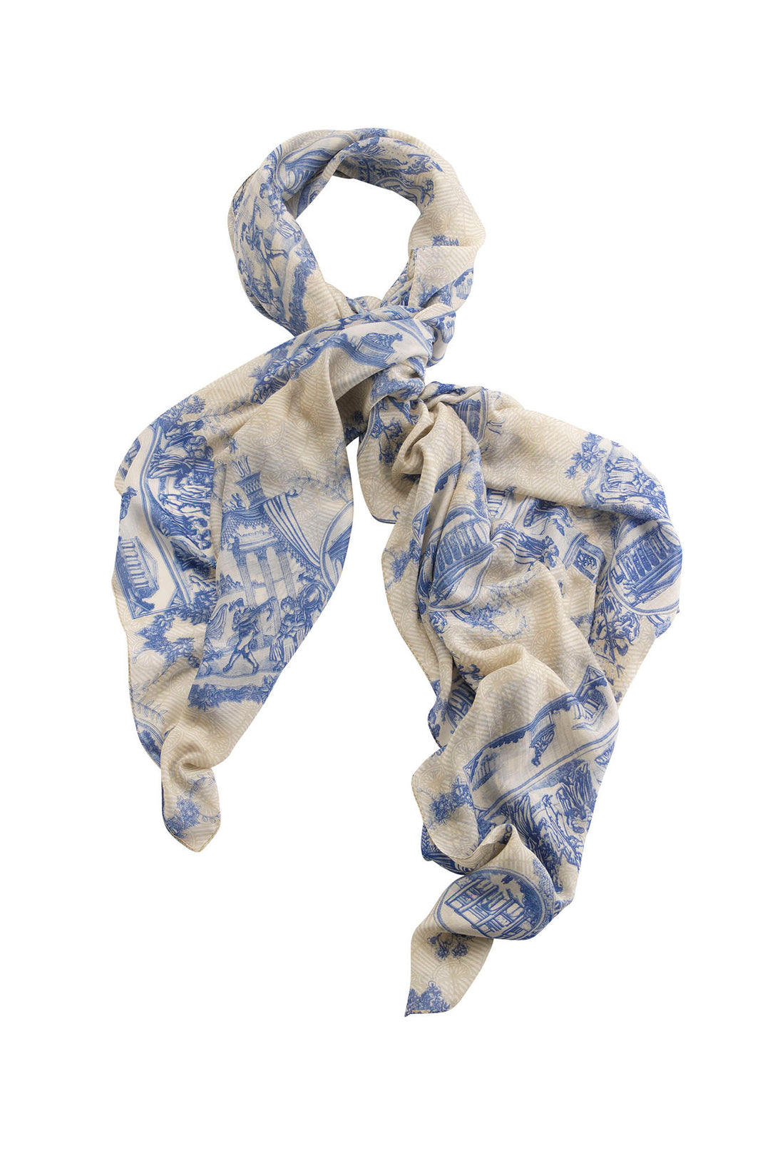 Ancient Columns Blue Scarf - One Hundred Stars