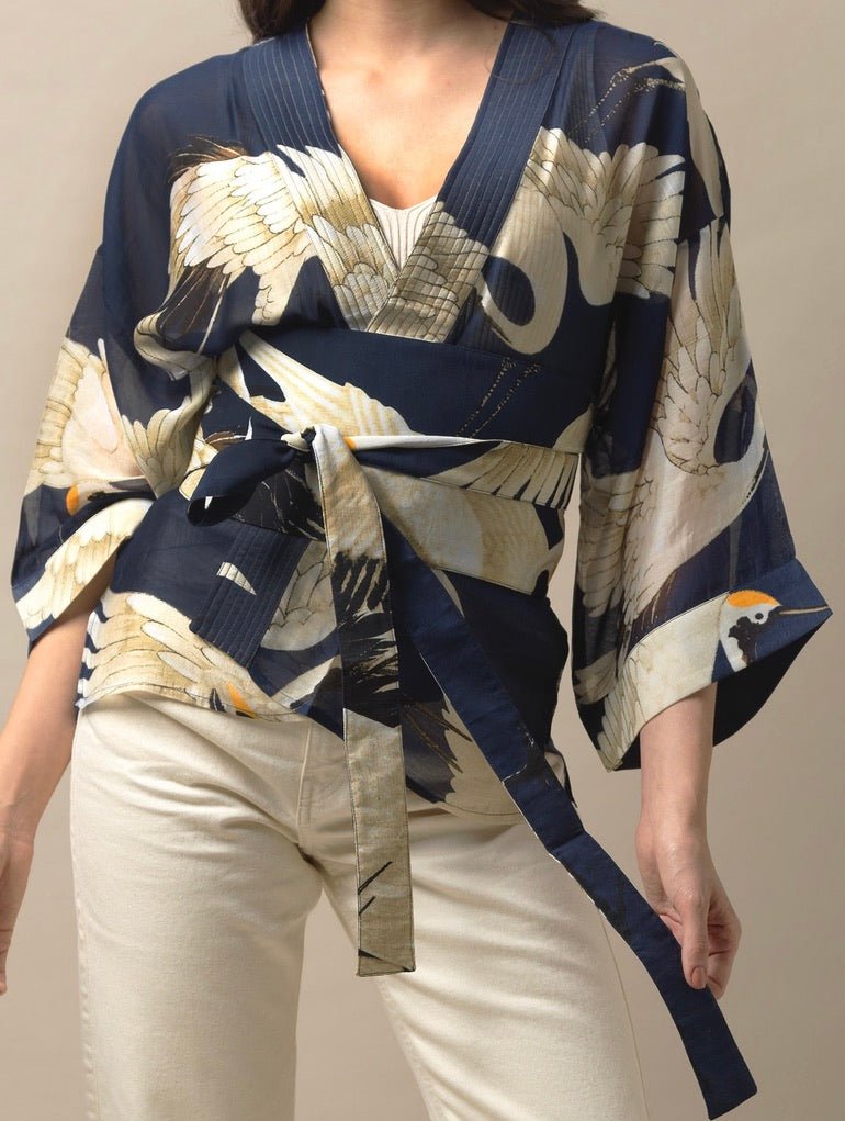 Stork Navy Kimono - One Hundred Stars