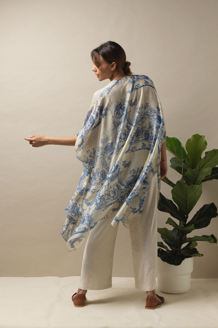 blue and white Toile De Jouy cover up