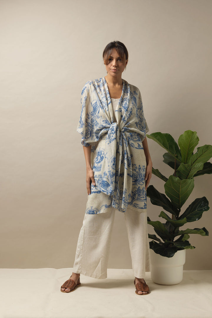 blue and white vintage inspired luxury resort wear