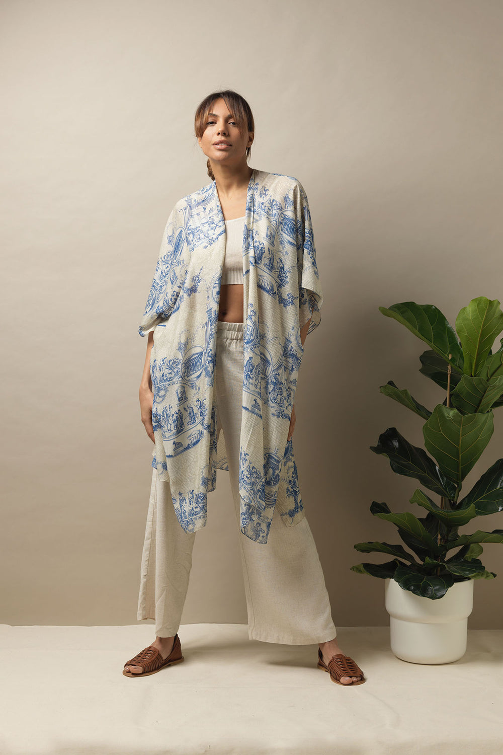Blue and white beach cover up 