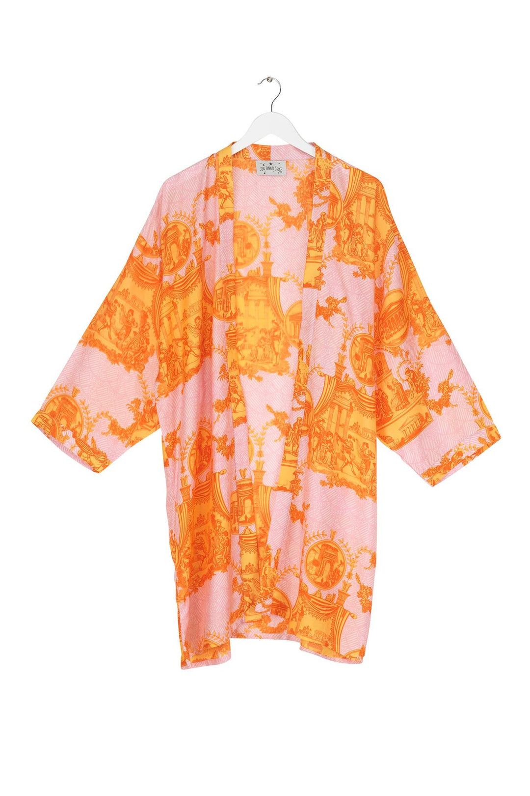 Ancient Columns Orange Collar Kimono - One Hundred Stars