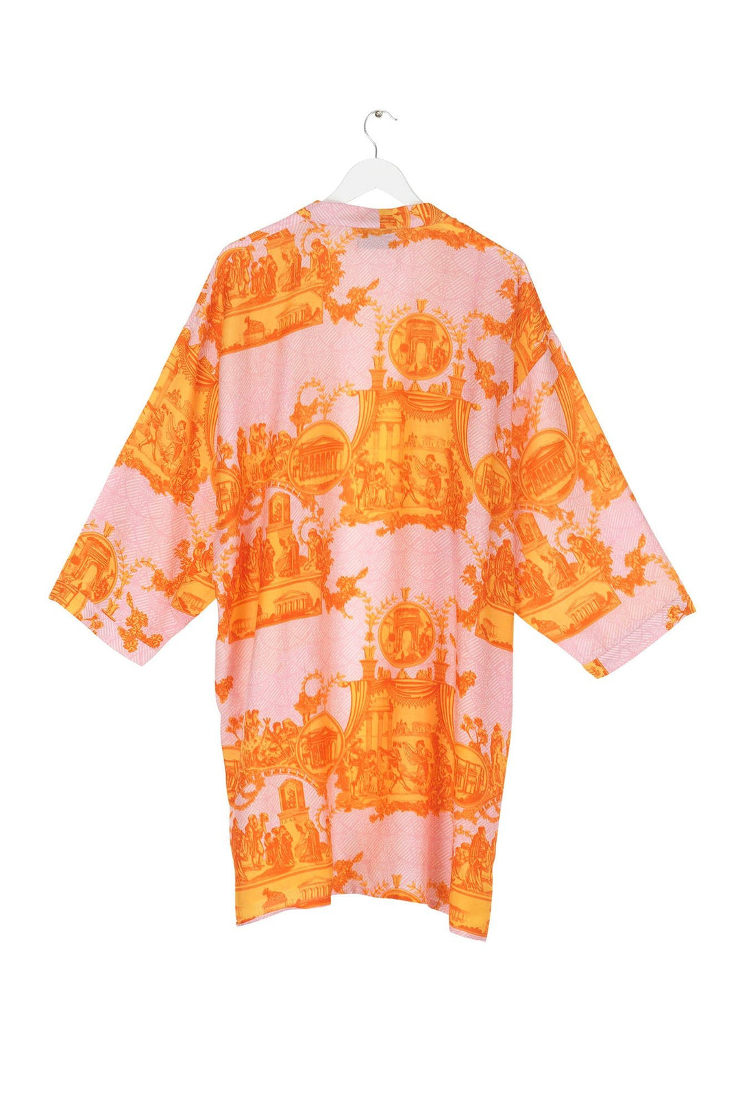 Ancient Columns Orange Collar Kimono - One Hundred Stars