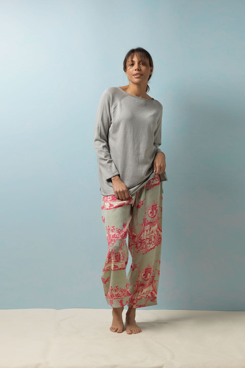 Ancient Columns Pink Crepe Lounge Pants - One Hundred Stars