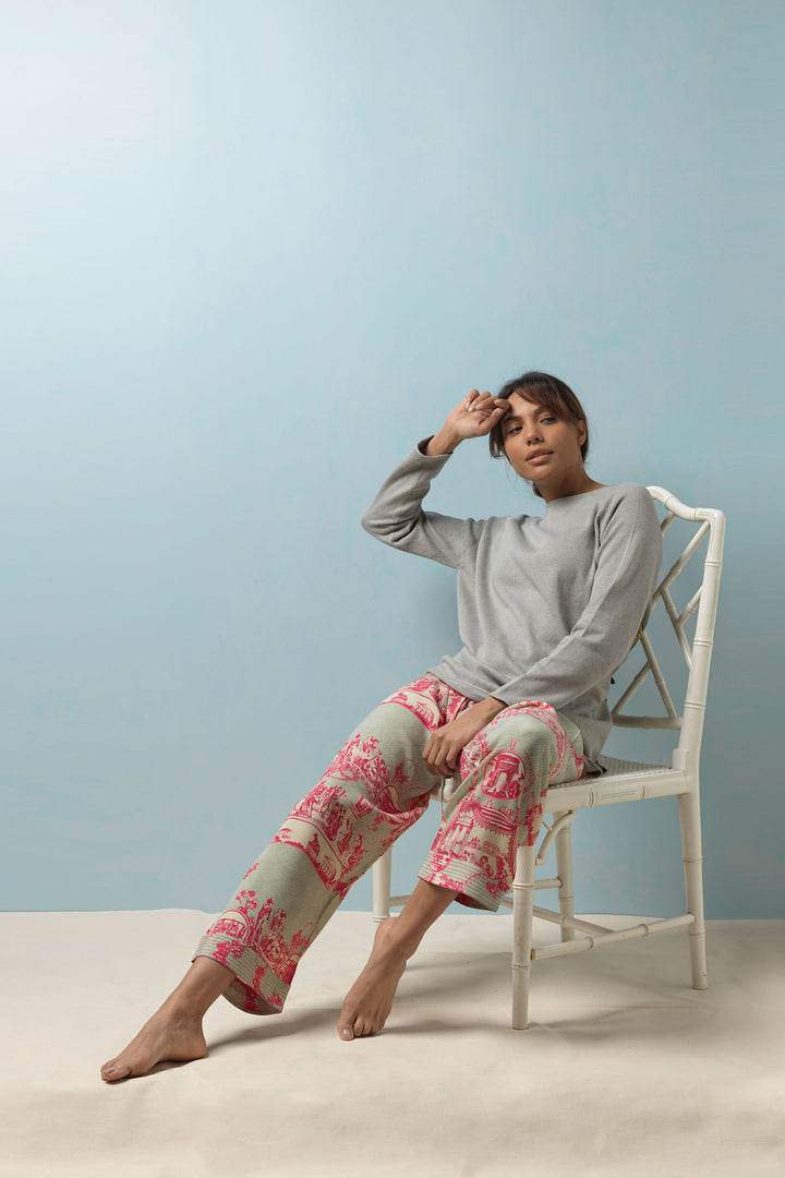 Ancient Columns Pink Crepe Lounge Pants - One Hundred Stars