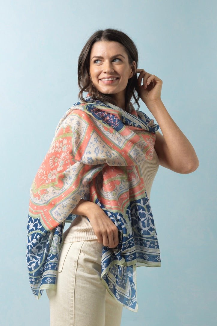 Indian Summer Blue Scarf - One Hundred Stars