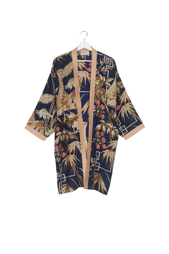 Bamboo Indigo Collar Kimono