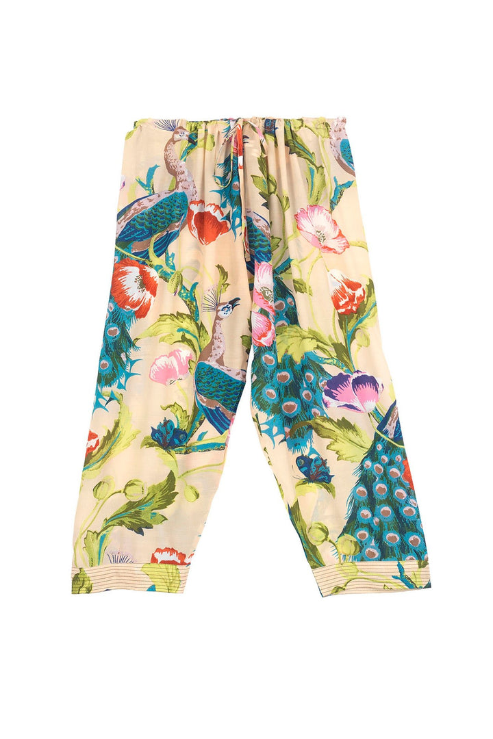 Peacock and Poppies Sand Lounge Pants - One Hundred Stars