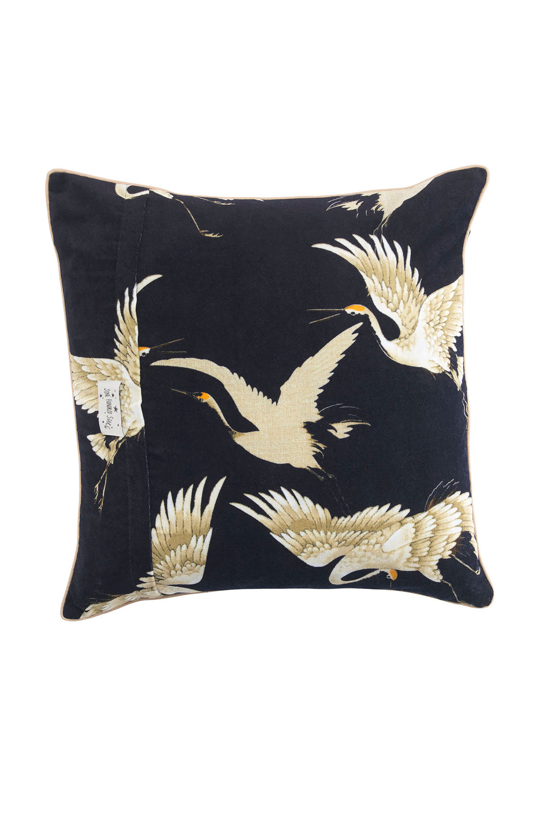 One Hundred Stars Stork Crane Black Cushion - Stork Black Square Velvet Cushion is perfect for anyone looking for something chic, stylish and in vogue!