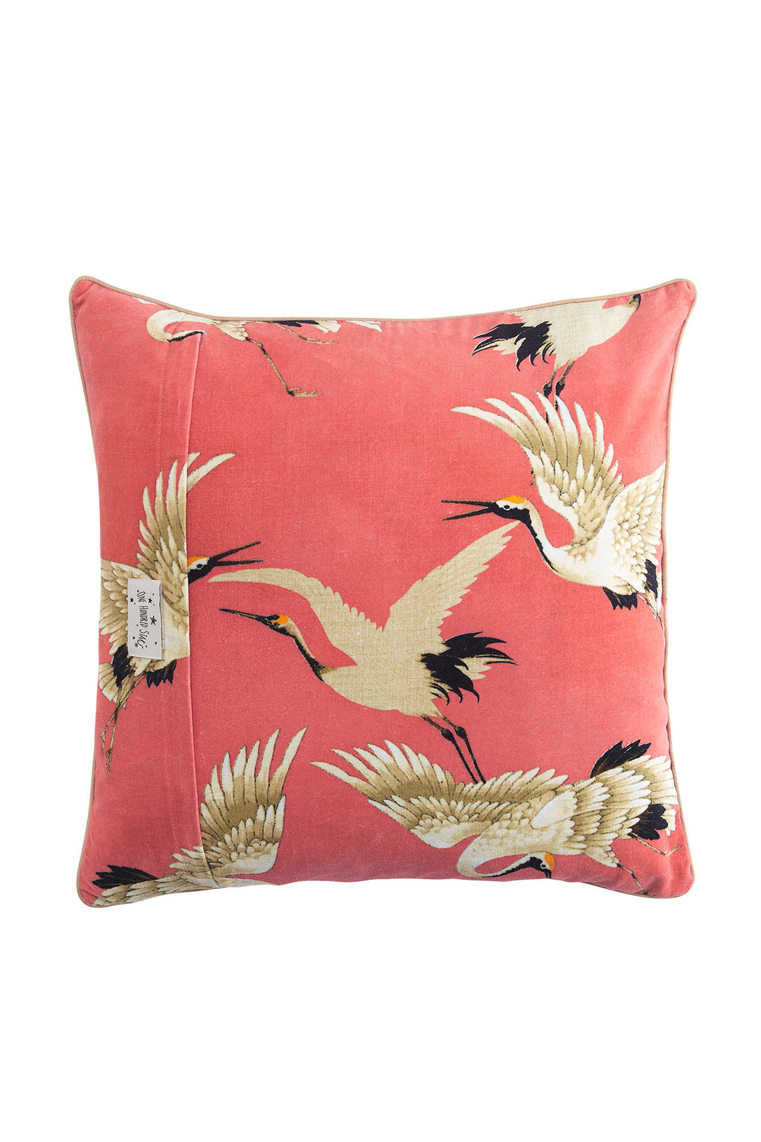 One Hundred Stars Stork Crane Lipstick Pink Square Velvet Cushion - Storks and cranes have been a major art deco trend in both fashion and interiors and this Stork Lipstick Pink Square Velvet Cushion is perfect for anyone looking for something chic, stylish and in vogue!