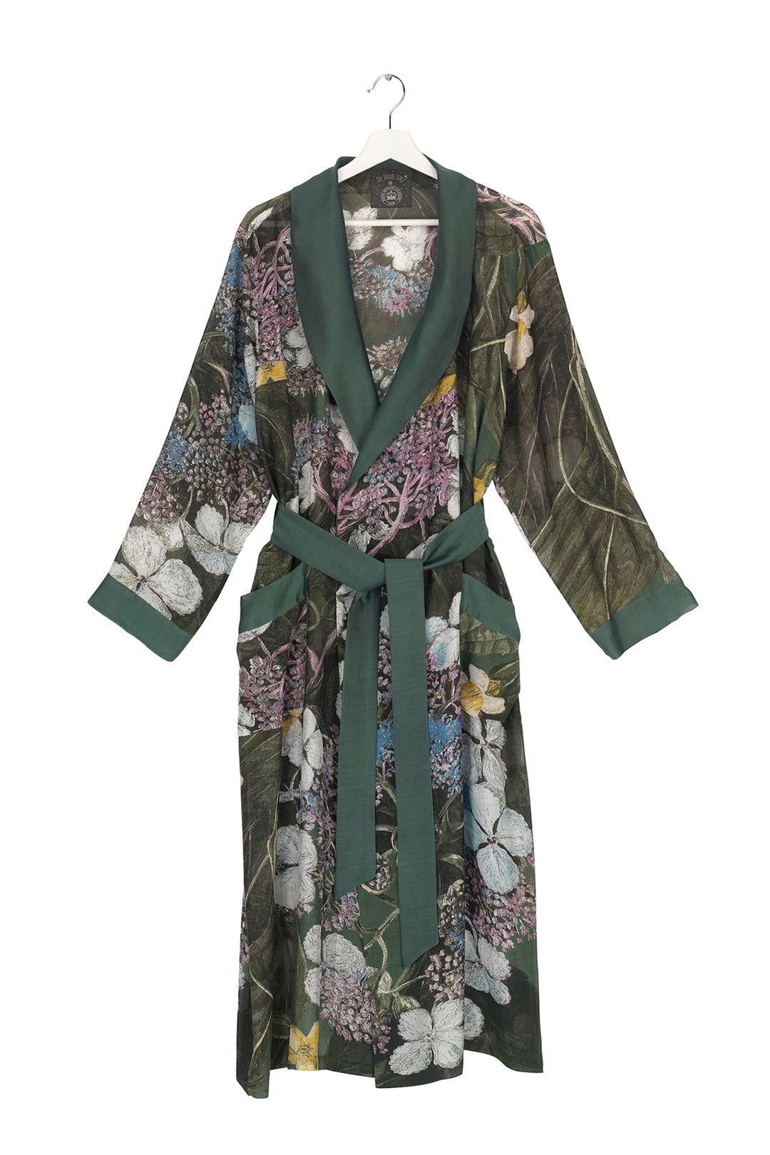 Marianne North Hydrangea Forest Gown- This gown is perfect as a luxurious house coat or for layering as a chic accessory to your favourite outfit.