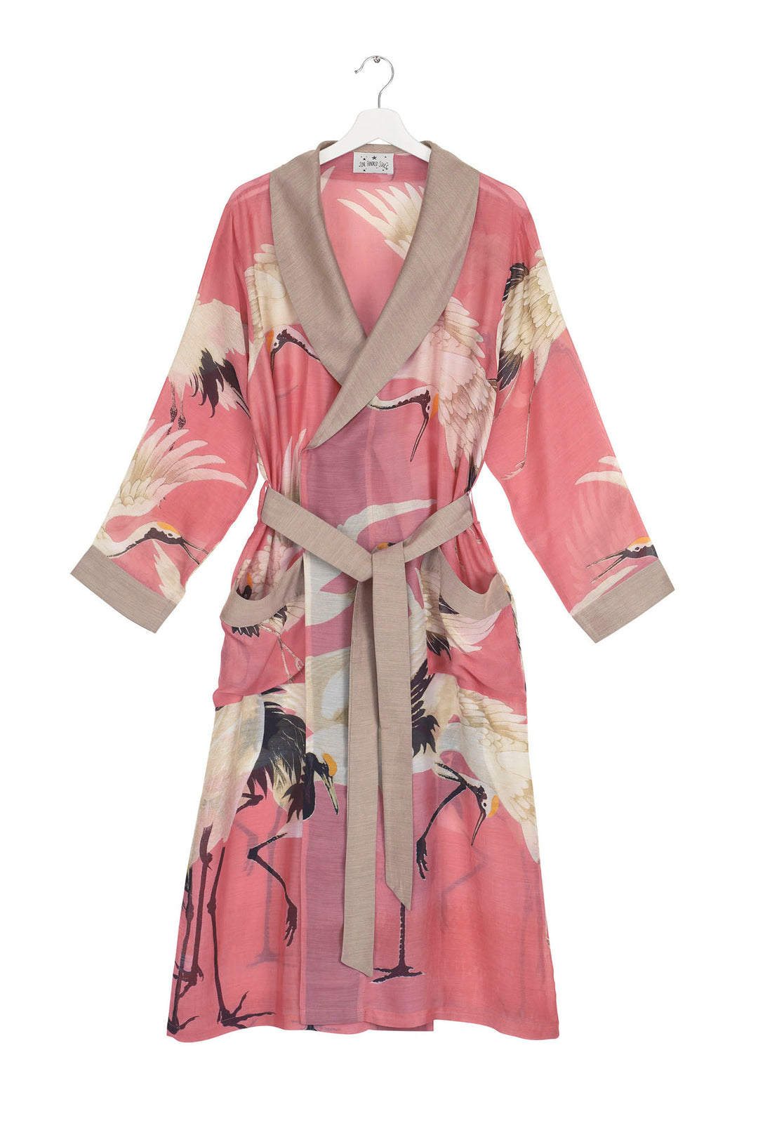 One Hundred Stars - Stork Crane Lipstick Pink Gown, perfect for loungewear in the house or dressing up and tied at the back with your favourite outfit.