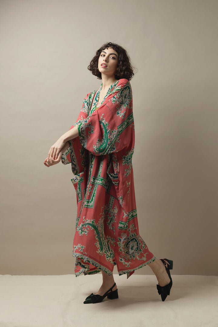 Handkerchief Pink Crepe Long Kimono