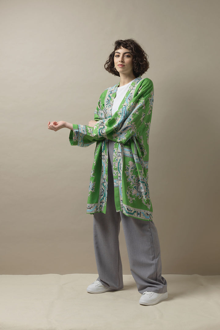 Handkerchief Green Collar Kimono - One Hundred Stars