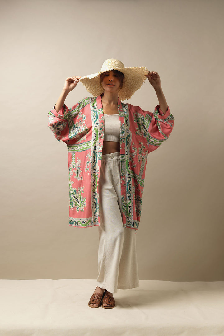 Handkerchief Pink Collar Kimono