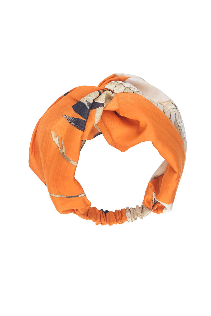 One Hundred Stars Stork Orange Headband- Our headbands are made from 100% recycled material using offcuts from our clothing production.