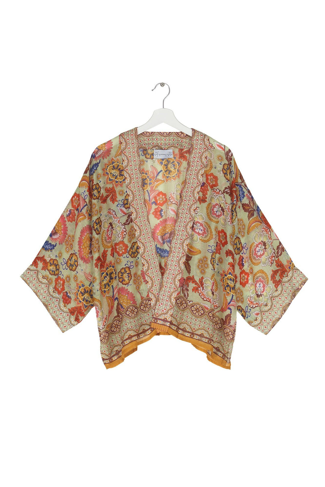 Indian Flower Taupe Kimono - One Hundred Stars