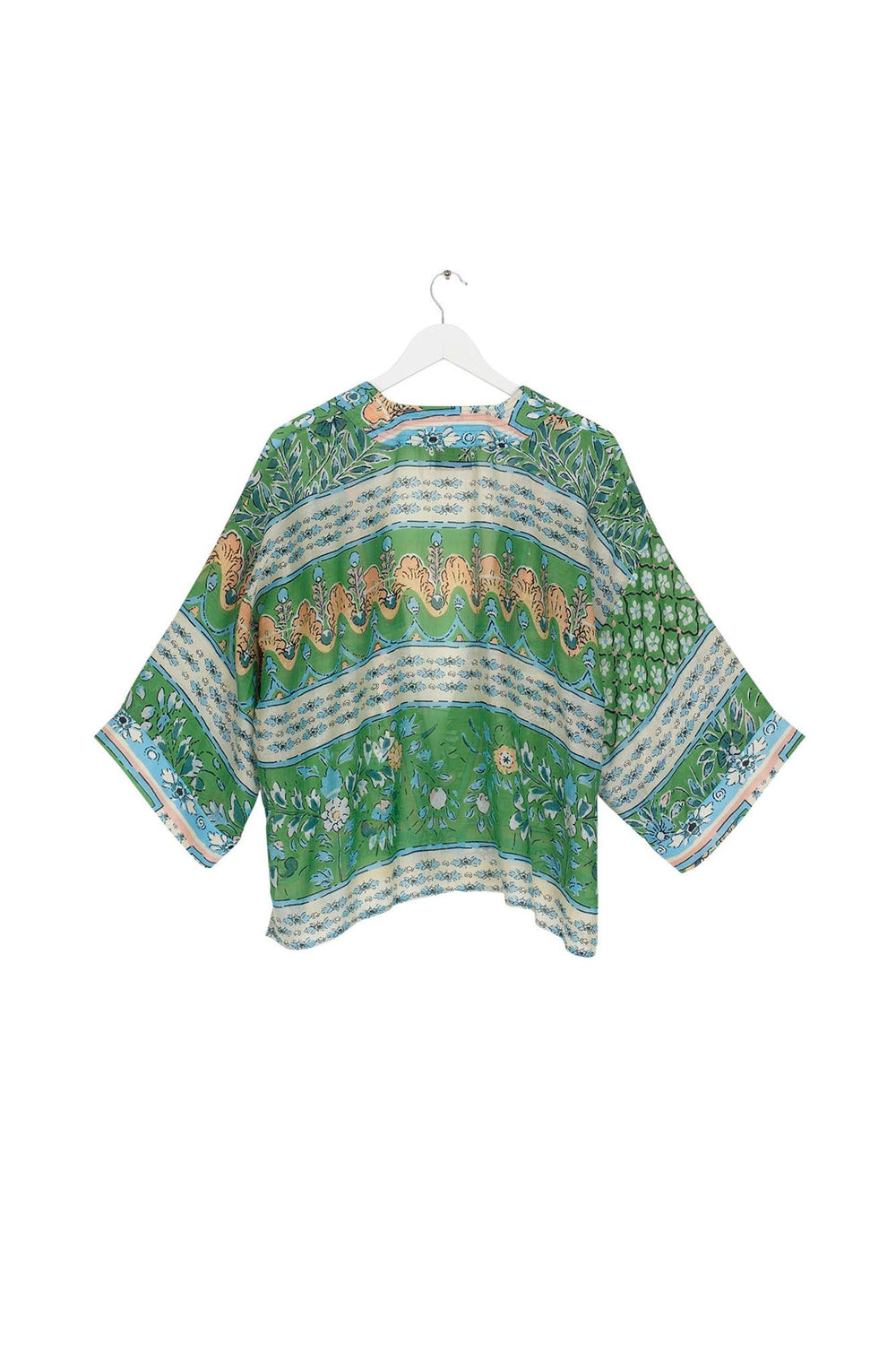 Folk Flowers Green Kimono - One Hundred Stars