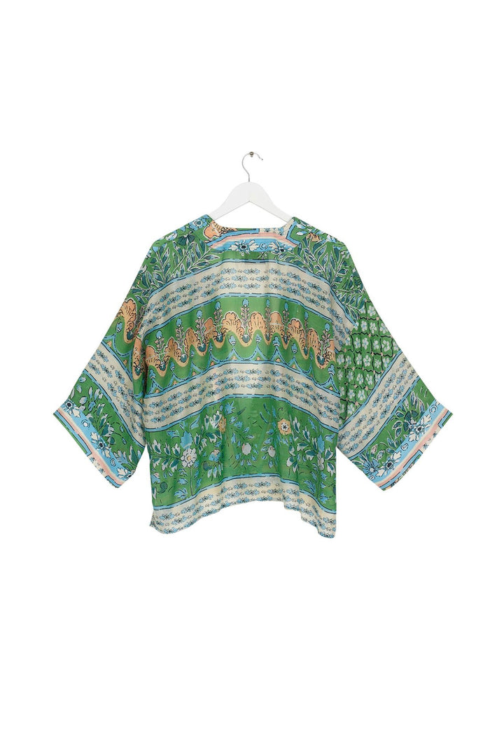 Folk Flowers Green Kimono - One Hundred Stars