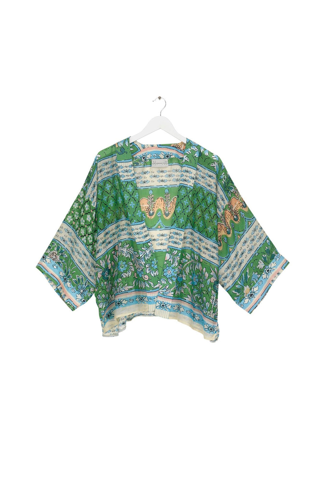 Folk Flowers Green Kimono - One Hundred Stars