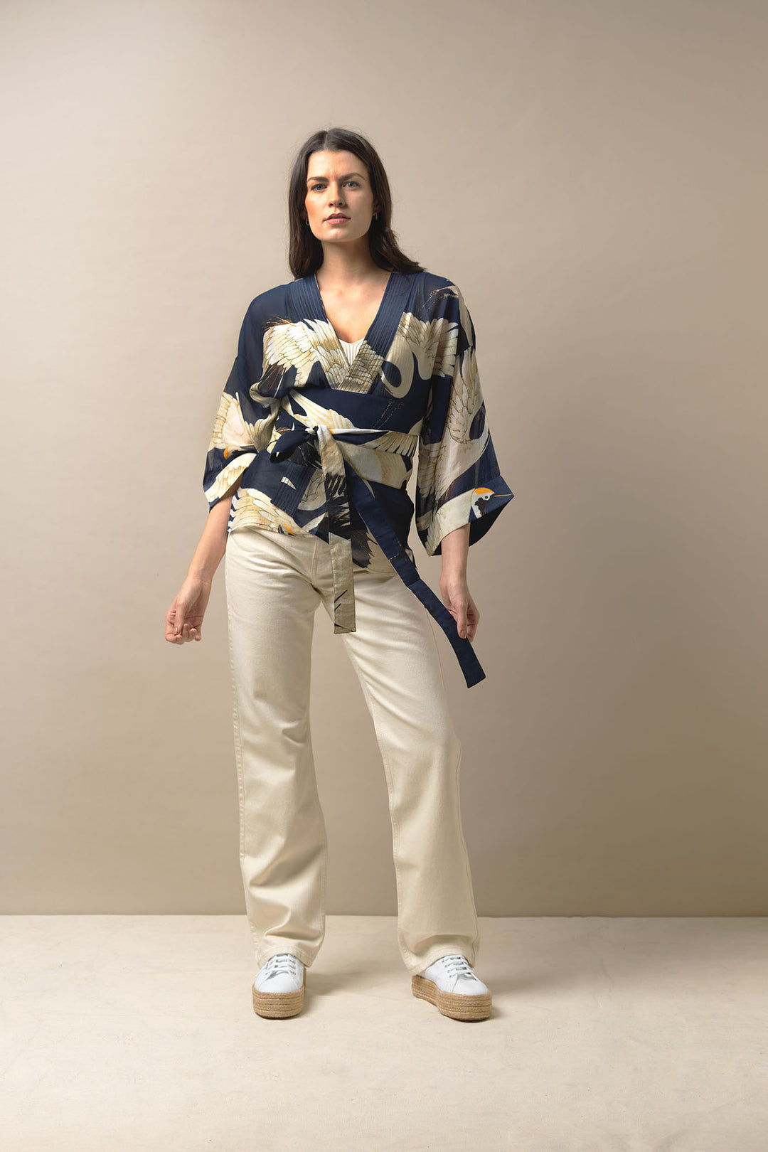 Stork Navy Kimono - One Hundred Stars