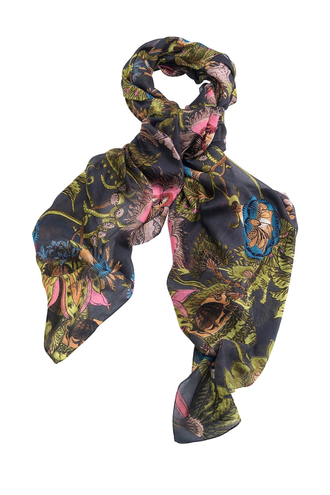 Eccentric Blooms Charcoal Scarf - One Hundred Stars