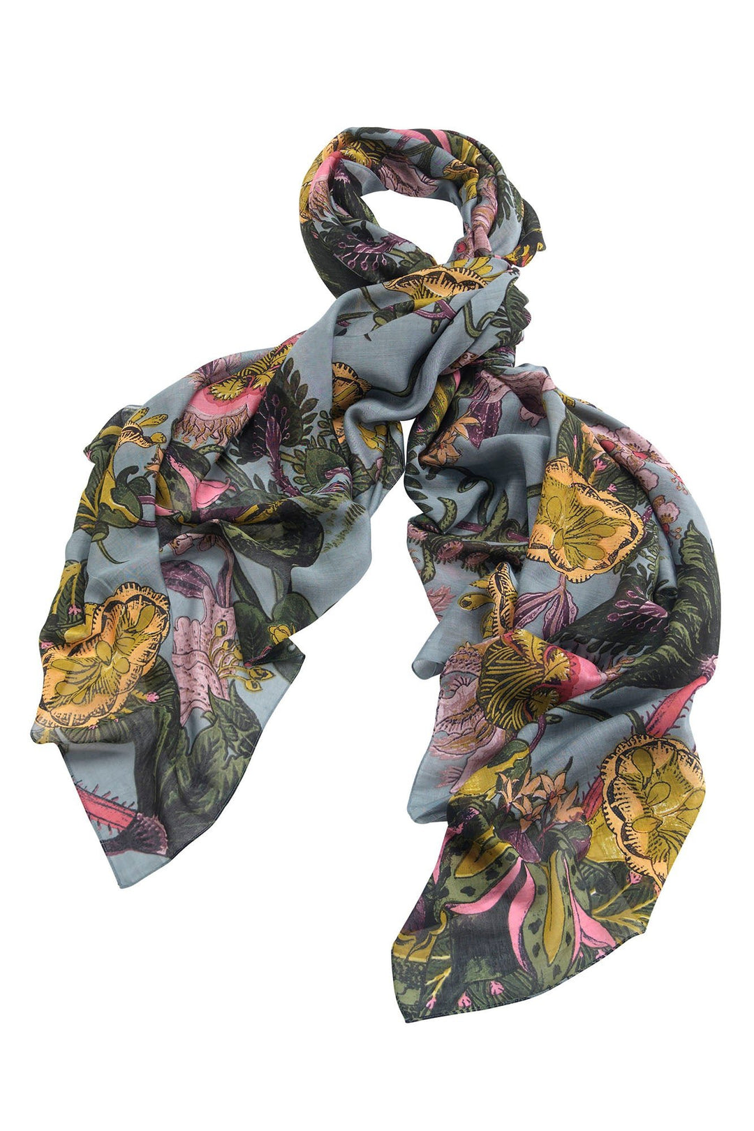 Eccentric Blooms Pewter Scarf - One Hundred Stars