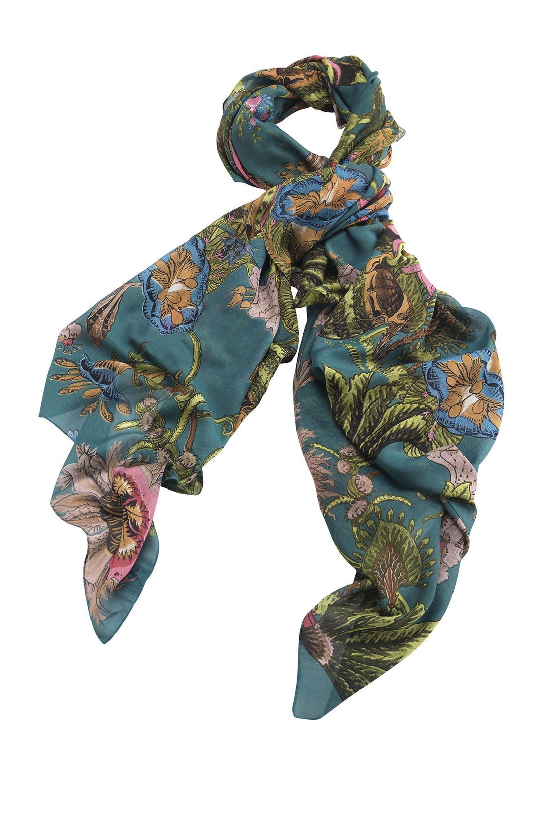 Eccentric Blooms Teal Scarf - One Hundred Stars