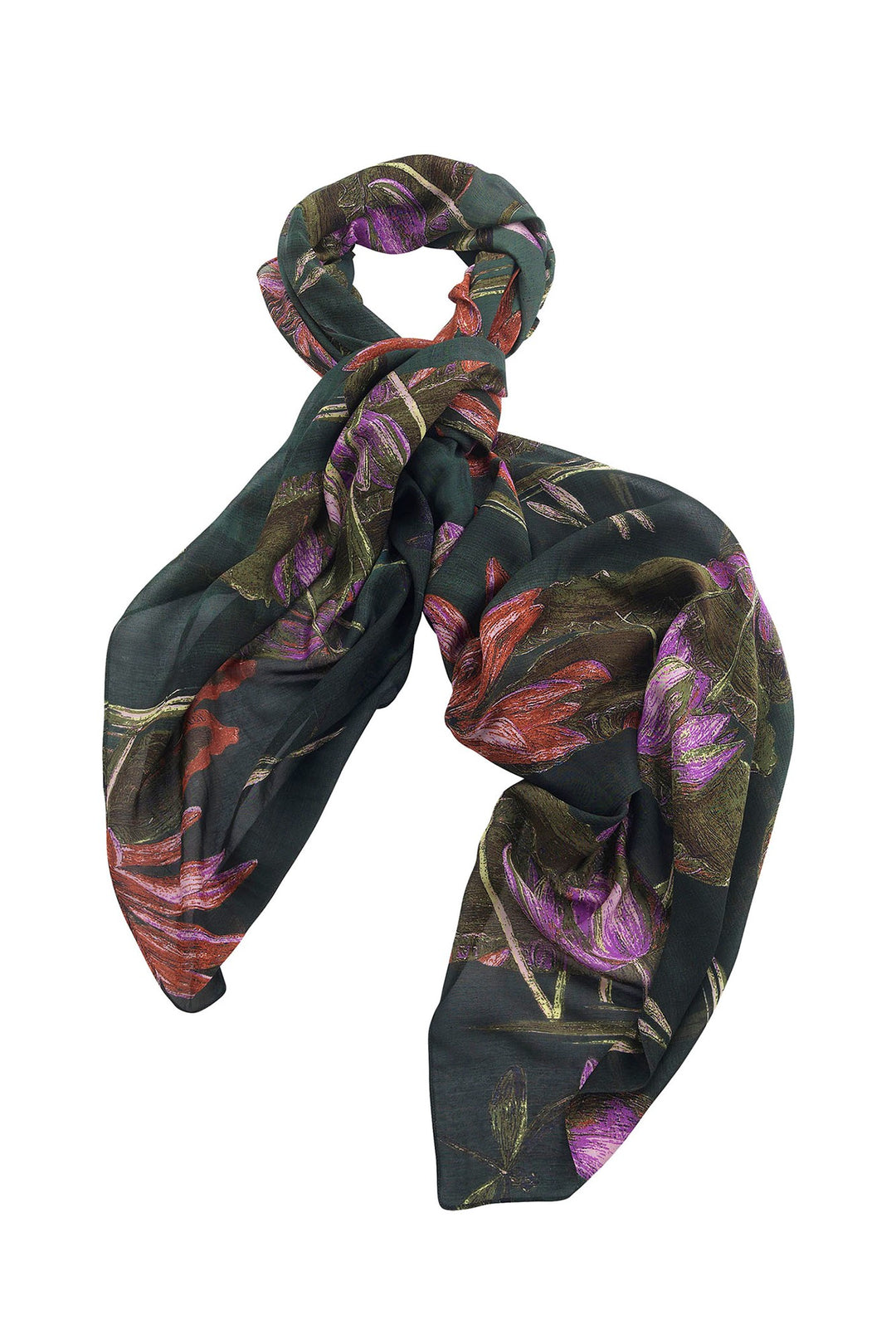Marianne North Indian Lily Scarf- Our scarves are a full 100cm x 200cm making them perfect for layering in the winter months or worn as a delicate cover up during the summer seasons. 